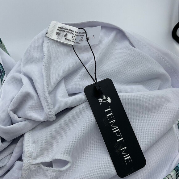 NWT Tempt Me swim women’s 1pc Floral Ruffle green/white Sz Large - Picture 3 of 7